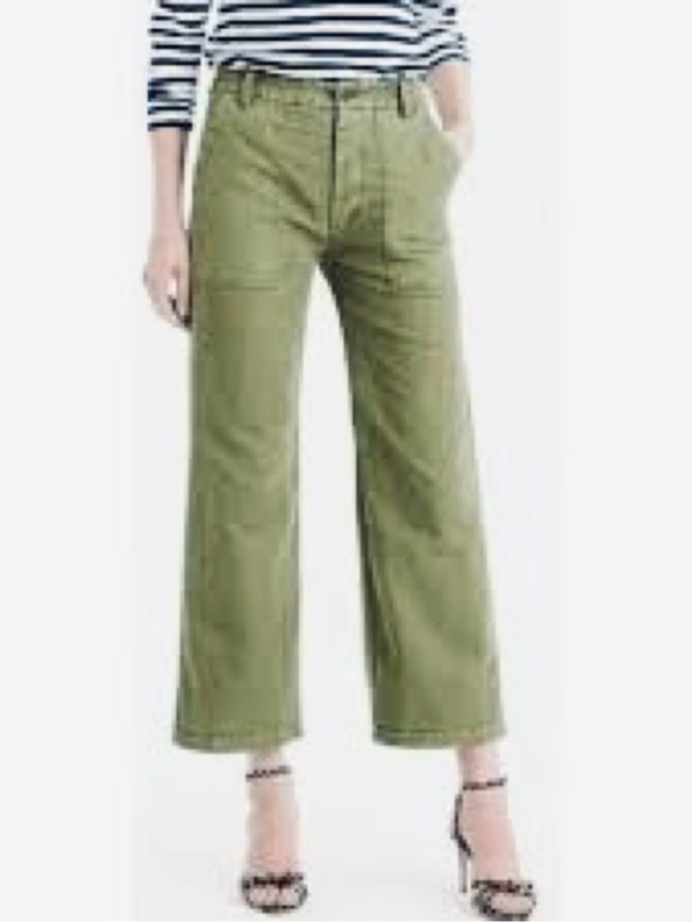 J. Crew Sage Green High-Rise Wide Leg Pants. Size 4.
